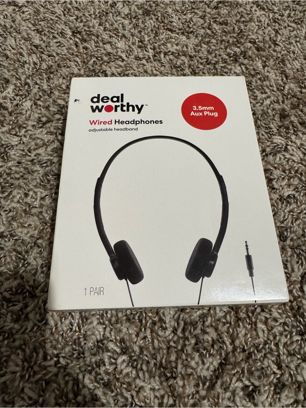 Dealworthy Wired Headphones 3.5mm Aux Plug Adjustable Headband Black New